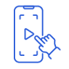 Icon von einem Smartphone mit einer Hand, die auf den Bildschirm klickt