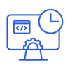 Icon von einem Bildschirm mit Uhr und Zahnrad